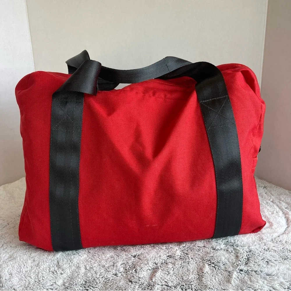 Vintage REI Medium Duffel Red Canvas Travel Tote Bag